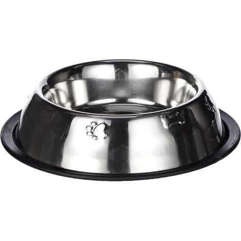 Gamelle inoxydable antidérapant décorée- 600ml/22cm - base non glissante - chiens et chats - Récipient de nourriture pour animaux de compagnie