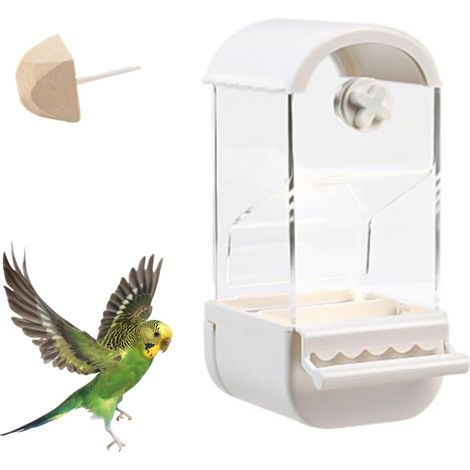 Mangeoire Automatique pour Perroquet-Anti-Scattering-pour Cage-Nourriture pour Oiseaux-Récipient pour perruches-Accessoires pour pinsons,tourterelles-1 Pierre molaire