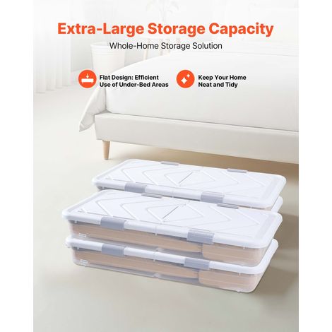 Sacs de Rangement sous Lit avec Roulettes, Organisateur de Chaussures sous le Lit 80,5x39,6x17,5 cm, Boîte de Rangement avec Couvercle et Poignées pour Vêtements, Couvertures, Chambre à Coucher (1/5)