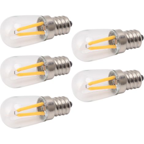 Lot de 5 ampoules LED E12 pour réfrigérateur, basse consommation et faible dégagement de chaleur, 120 V, lumière chaude (1/5)