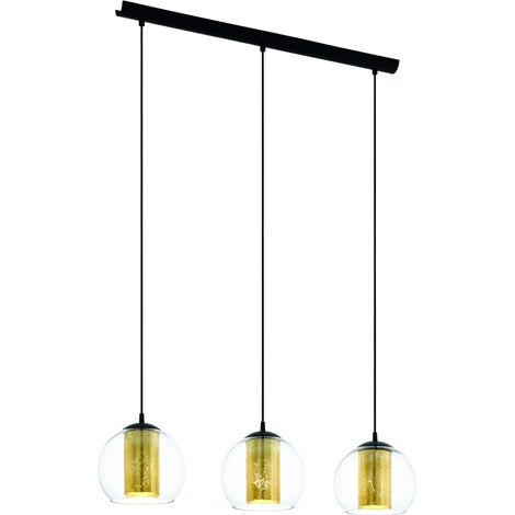 Lampe pendante de conception Bolsano 3 noir clair avec or - 79461 (1/2)