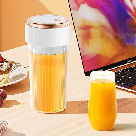 Tragbarer Standmixer, Entsafter mit einem Messer, 6 Klingen, USB-aufladbar, tragbarer Entsafter, 450 ml, geeignet für Sport, Reisen und Outdoor-Aktivitäten.