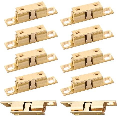 Loquet à ressort réglable pour portes d'armoire et penderie, quincaillerie de meuble dorée, pour penderies, armoires de cuisine, longueur totale 4 cm (1/5)