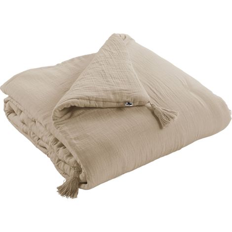 Édredon 150 x 150 cm – Double Gaze de Coton – GAÏA Ficelle