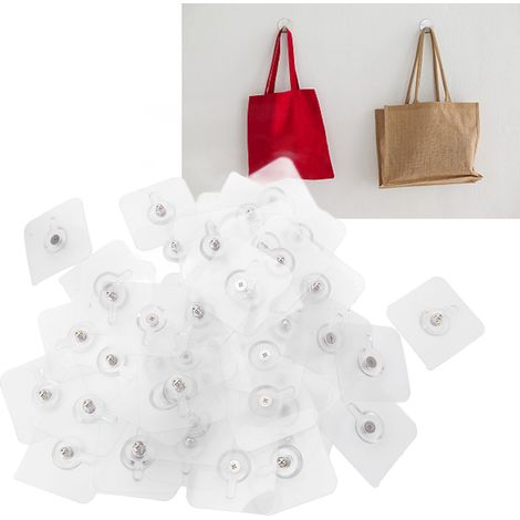 Ganchos adhesivos de ABS reutilizables – Se pueden quitar sin dejar rastro ni residuos – Paquete de 50 – 6 cm – Para paredes de cocina y baño (1/5)