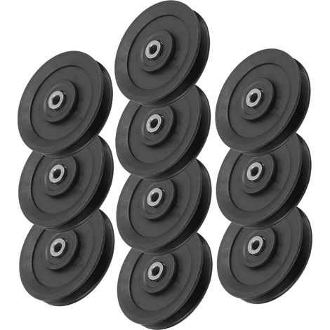 Lot de 10 poulies de 115 mm en nylon pour musculation et entraînement à domicile. (1/5)
