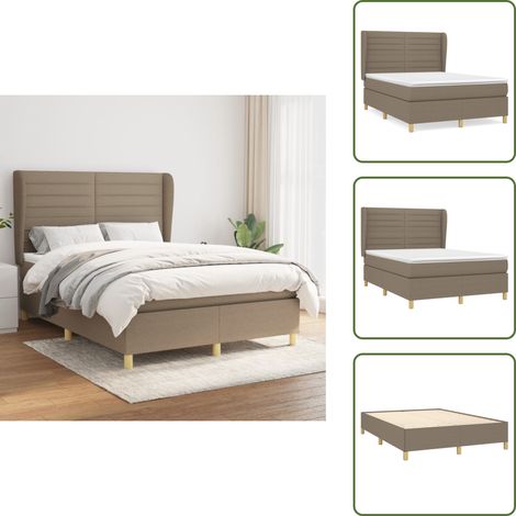 Boxspringbett mit Matratze Taupe 140x200 cm Stoff - Boxspringbett - Doppelbett - Lattenrost - Bettrahmen - Schlafsystem (1/5)