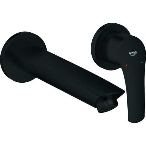Rubinetto da parete Eurosmart a 2 fori 293383 FMS per 23571 A: 209 mm nero opaco (1/2)