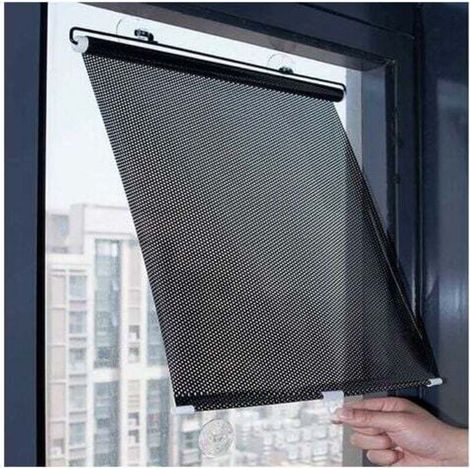 Store Enrouleur Occultant Rétractables,Store À Rouleau Pare-soleil À Ventouses Pour Fenêtres,Rideaux À Isolation Thermique Maison/Bureau,Noir-45×125cm-RAPANDA (1/4)
