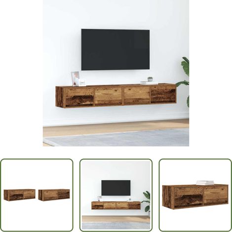 Armoire TV - Meubles TV 2 pcs vieux bois 80x31x25,5 cm bois d'ingénierie (1/5)