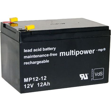 AMZ Multipower Blei-Akku MP12-12 Pb 12V 12Ah VdS G114091, Faston 4,8