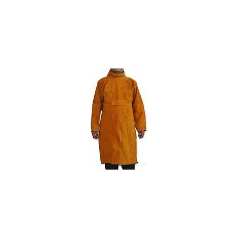 Soudeur Tablier En Peau De Vache Pour Hommes Et Femmes, Avec Manches Et Col, Heavy Duty Ouvrier Atelier Travail Protection Tablier, Spark-preuve Résistant à La Chaleur 41x21in