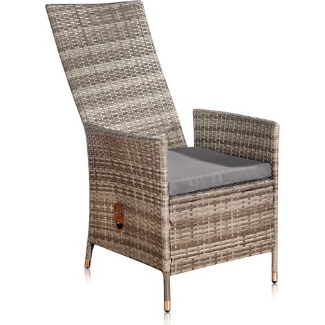 Regolabile Giardino Relax Chair Grigio Polyrattan Balcone Mobili da salotto (1/5)