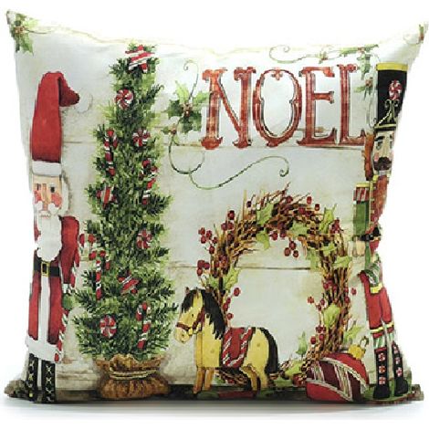 Cuscino Natalizio Decorativo cm 45X45 QUADRATO  Arredo Casa Feste di Natale Per Divano, Letto sedie Poltrona Cuscino Imbottito con 6 Fantasie Natalizie - decori: DEC NOEL