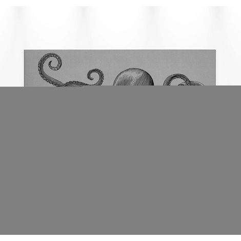 Tableau pieuvre sur fond gris | Tableau bureau moderne gris & noir | Tableau sur toile original idéal pour salle de bain 0,9 x 0,6 m (1/5)