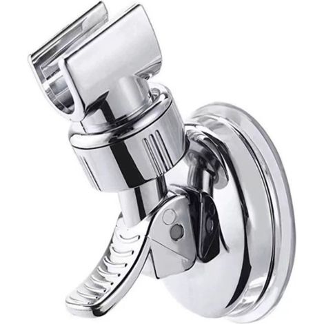 Support Douchette Ventouse, Support de Douche à Rotation 360 °, Support de pomme de douche réglable amovible, Convient pour la salle de bain de l'hôtel, pas besoin de percer (Argent) (1/5)