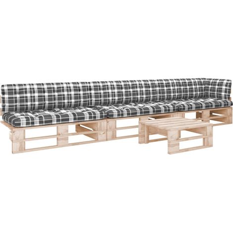 4-tlg. Paletten-Lounge-Set mit Kissen Imprägniertes Kiefernholz (1/5)