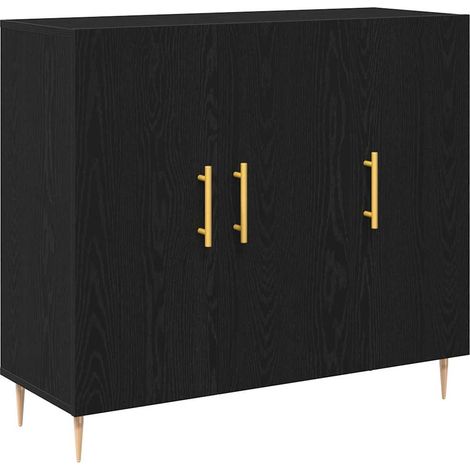 Maison Exclusive - Credenza Rovere Nero 90 x 34 x 80 cm Legno multistrato