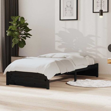 Estructura cama individual sin colchón madera negro 90x190 cm (1/5)
