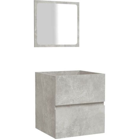 Mobiletto da bagno con specchio ampio vano contenitore 41 x 38,5 x 45 cm legno grigio cemento 020047832