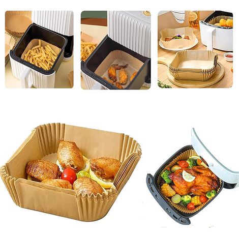 Lot de 100 doublures carrées jetables en papier sulfurisé pour friteuses à air.-AquaForge (1/5)