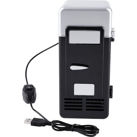 Mini réfrigérateur LED USB pour boissons et canettes - Glacière et chauffe-boissons portable noire (1/5)