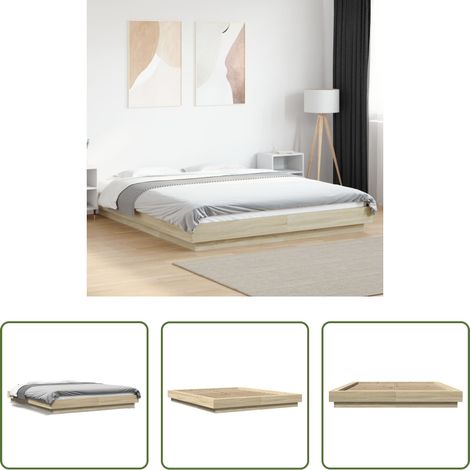 Holzwerkstoff - Bettgestell Sonoma-Eiche 150x200 cm Holzwerkstoff (1/5)