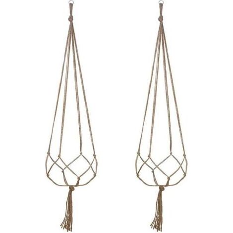 Set mit 2 Pflanzenampeln für Blumentöpfe, Makramee-Seil-Pflanzenampeln, Hängedekoration für drinnen und draußen, für Balkon oder Wohnung (122 cm) (1/5)