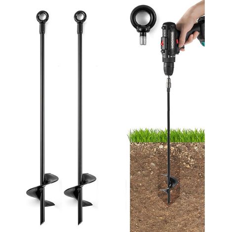 2 pièces 46 cm ancrages au sol, piquets au sol avec fixation à vis pour mobil-homes, balançoires, tentes, abris de voiture et abris de jardin (1/5)