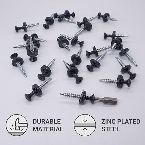 Metal Torx Roofing Screws, 0.5 x 35 mm, Painted Self-Drilling Screws with EPDM Washers, Sheet Metal Screws (Charcoal RAL 7016) (1/3)