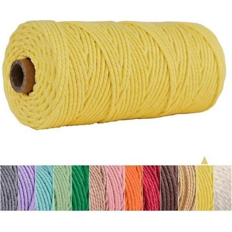 Corde Macramé, Fil Macrame Coton 3mm x 100m Naturel, Ficelle Corde pour Tressée DIY, Tapisserie de Plante Cintre de Drapeau (1/4)