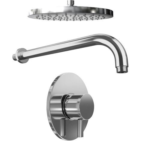 Set doccia cromato Miscelatore incasso Katharine con braccio e soffione slim 20 cm (1/4)