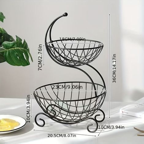 BelleRise - Un panier de rangement en fer forgé, au design ajouré, idéal pour stocker fruits et collations. (1/4)