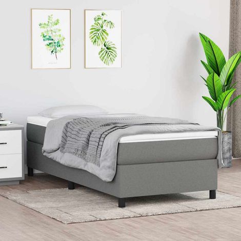 Cama box spring con colchón tela gris oscuro 80x200 cm (1/5)