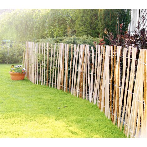 Staketenzaun Haselnuss 60 x 300 cm Haselnusszaun Rollenzaun Lattenzaun (1/2)