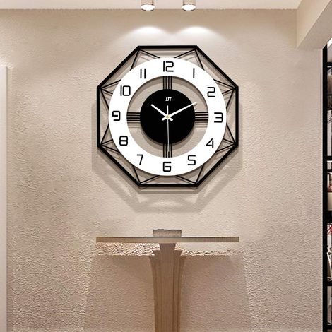 Grande Horloge Murale pour décoration de Salon, Horloge Murale Moderne silencieuse à Quartz, sans tic-tac, Fonctionne avec des Piles pour Salle de Bain, Chambre etc, 43,2 cm (1/5)