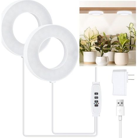 APEX Lampes de croissance pour plantes d'intérieur au plafond, LED à spectre complet avec minuterie 3/9/12 h (2 têtes)