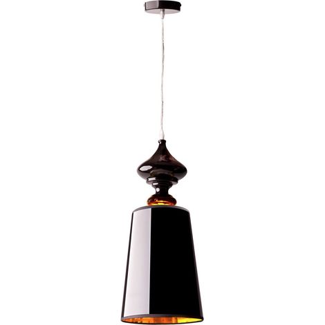 Pendelleuchte Ø 19 cm E27 Schwarz Glas Metall Klassisch Hängelampe
