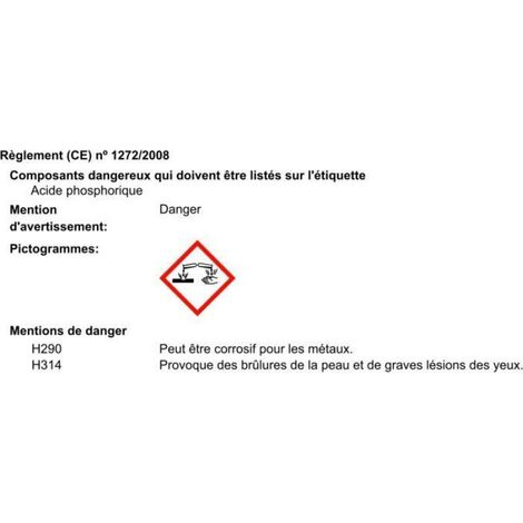 Détartrant Liquide - Acide Phosphorique - Pour Salle De Bain Et Milieux Sanitaires Alimentaires - 1 L (1/2)