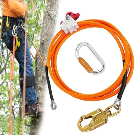 Corde d'escalade en nylon 12mm Longueur 3m Mousqueton triple verrouillage Résistance à l'abrasion pour grimpeurs professionnels - 12mm3m