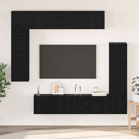 Conjunto de mueble de TV 8 pcs Roble negro 80 x 30 x 30 cm vidaXL (1/5)