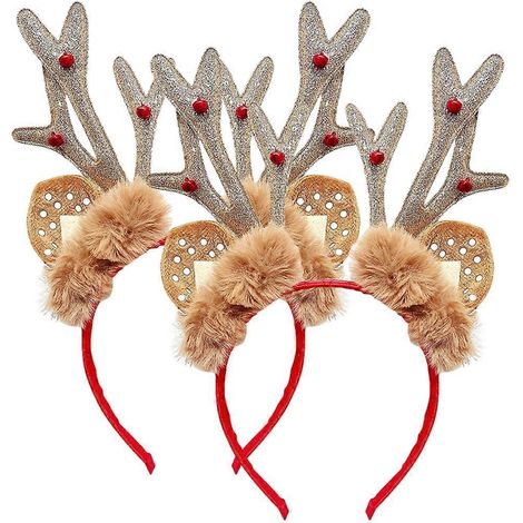 Lot de 2 serre-têtes de Noël en forme de bois de renne, accessoires pour cheveux et photos de Noël-22.8X12X3CM