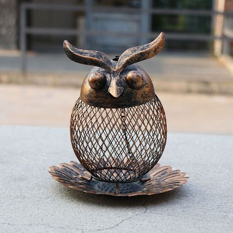 Mangeoire pour Oiseaux Sauvages en Forme de Chouette, Mangeoire à Suspension en Maille Métallique pour Décoration de Jardin et Cour Extérieure (1/5)
