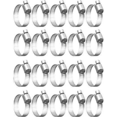 20 verstellbare Schlauchschellen für 32–50 mm Rohre, Edelstahl 304 für Gas-, Wasser- und Kabelleitungen (1/4)