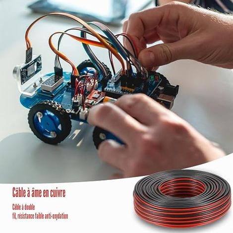 Electric Wire, 2 Wires 0.3mm² Tinned Copper Red And Black Flexible Electrical Cable Extension Cable Cord 12V for LED Strip Electrical Cable (1/4)