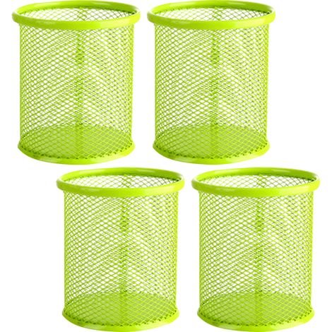 Porte-stylo en maille, porte-stylo en métal, pour bureau, organiseur de stylos, lot de 4 (rond, vert)