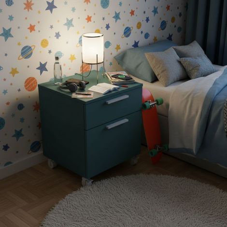 Cassettiera colorata per cameretta o ufficio - Soluzione salvaspazio con chiusura rallentata - Verde Petrolio (1/5)