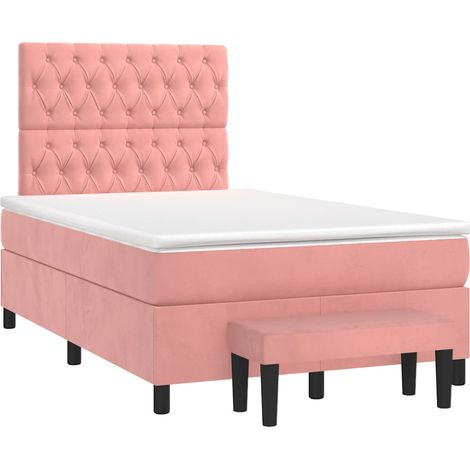 Maison Exclusive - Sommier à lattes de lit avec matelas rose 120x190 cm velours (1/5)