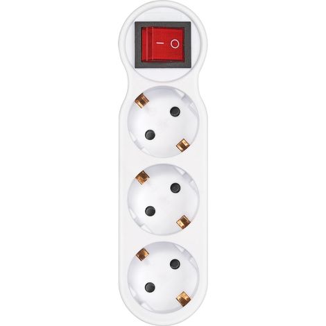 Adaptateur avec Interrupteur 3 Prises frontales 16 A (250 V, 3680 W), Prise Multiple compacte avec contrôle on/Off pour Plus de sécurité et d'économie d'énergie, Blanc (1/5)