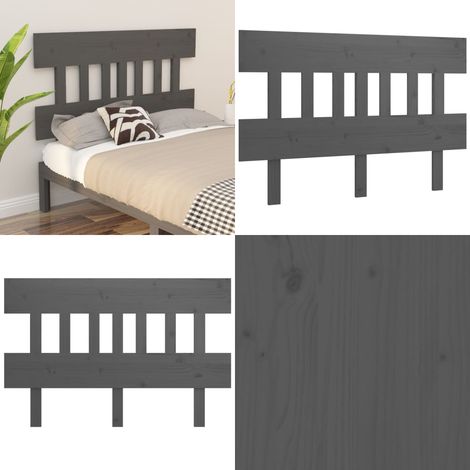 Testiera per Letto Grigia 143,5x3x81 cm Legno Massello di Pino - Testiera in legno massello - Testiera per letto grigia